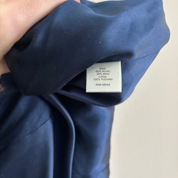 Beth Bowley Anthropologie Wool Blend Coat Belt Button Up Blue Women's Size 6 - Picture 3 of 11